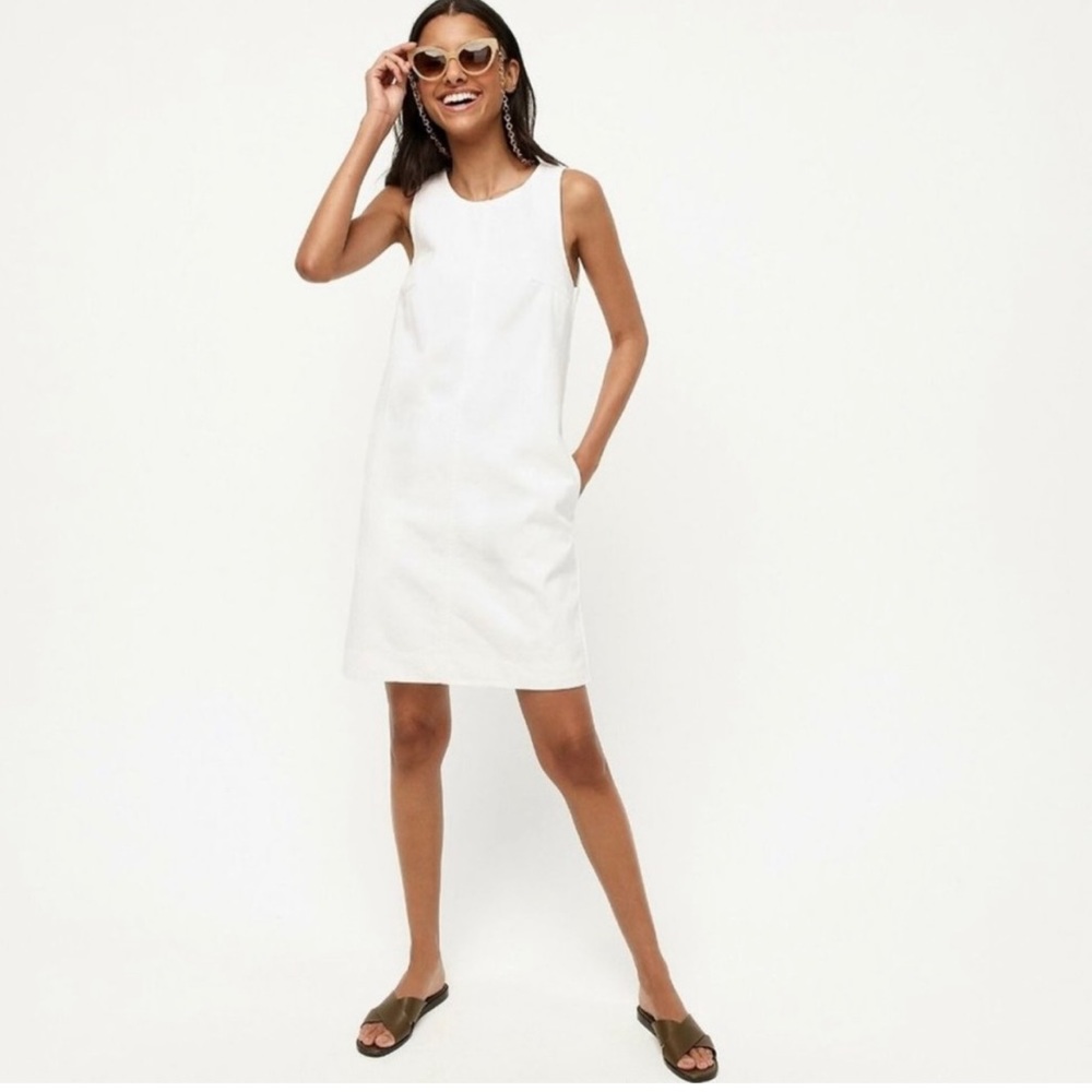 J. Crew denim white shift dress, size 14. Never worn, perfect condition!
